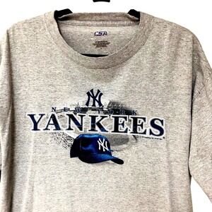 2007 NY Yankees‎ T-Shirt Men's L Unisex CSA Stadium Hat Spellout Graphics